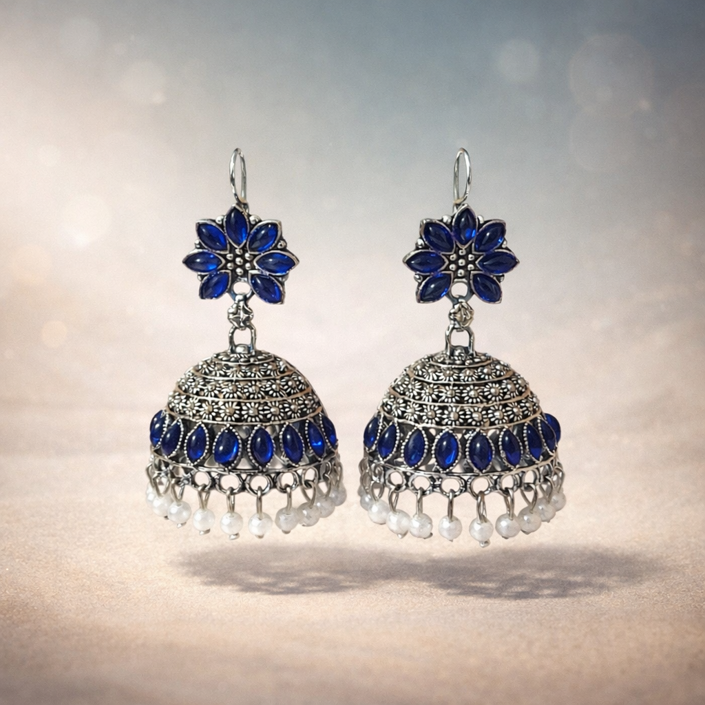 Oxidised Dome Shaped Jhumka Earring