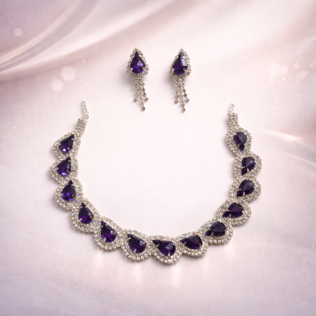 Zircon Stone Studded Trendy Necklace Set