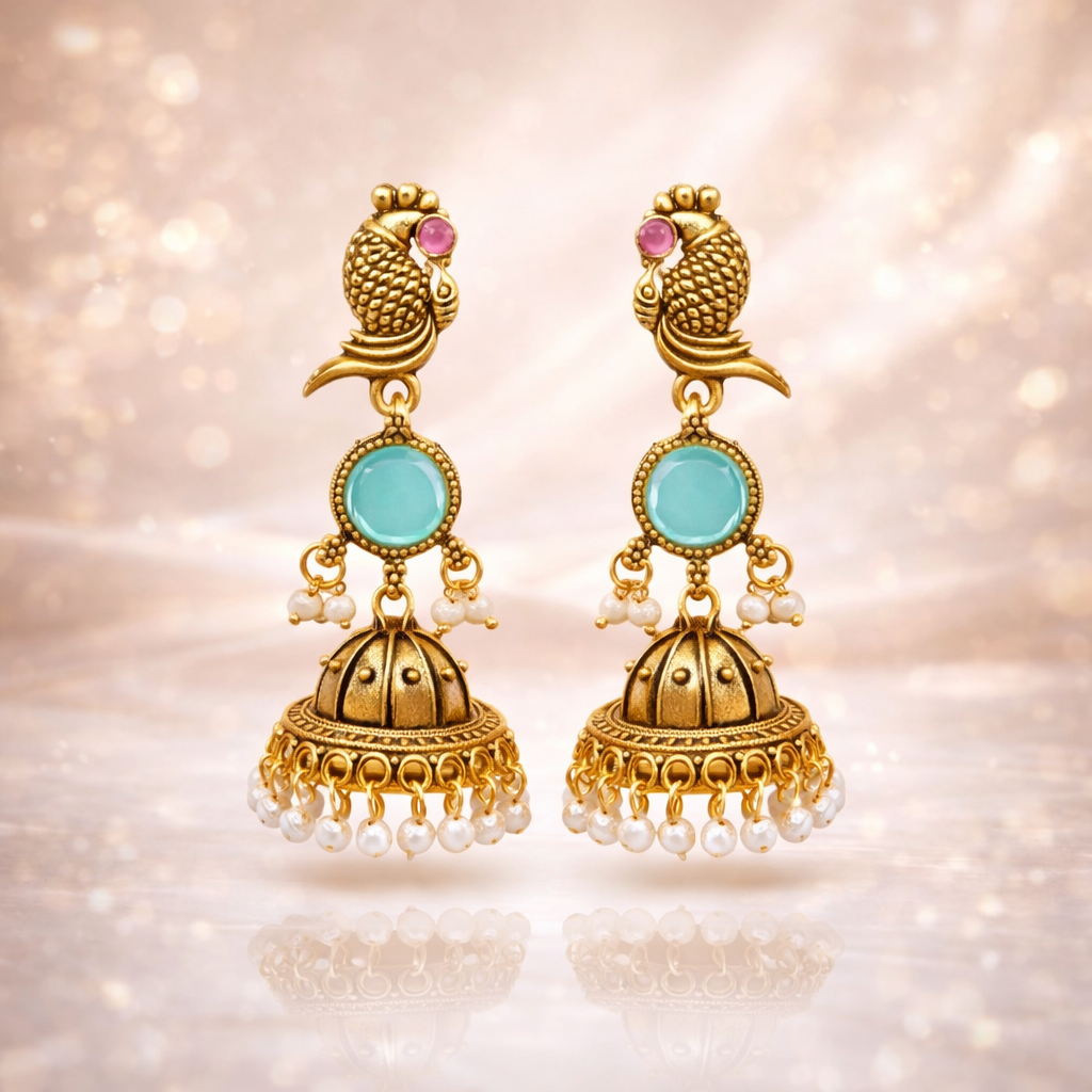 Gold Plated Women Monalisa Earrings