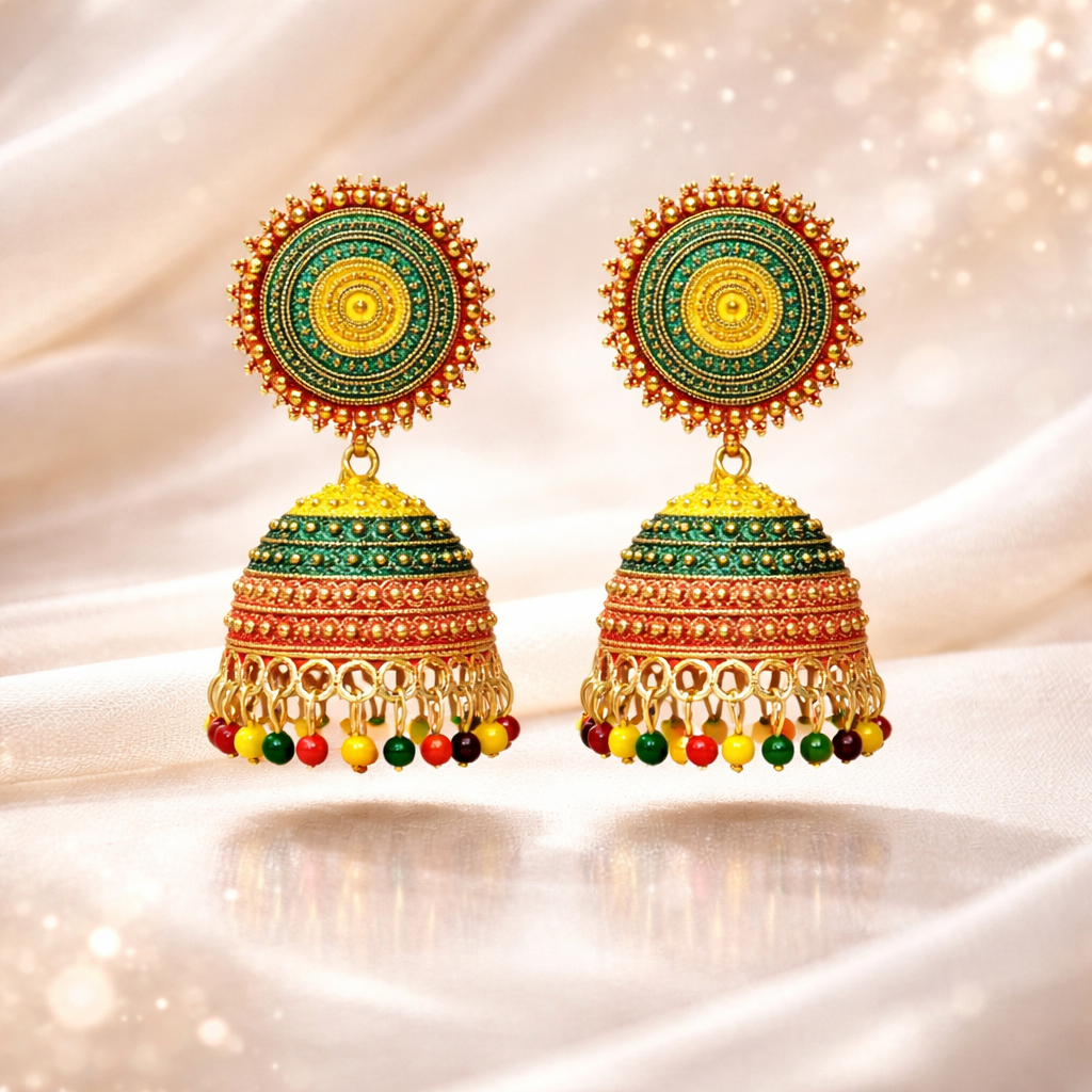 Trendy Multi Colored Dome Shaped Jhumka