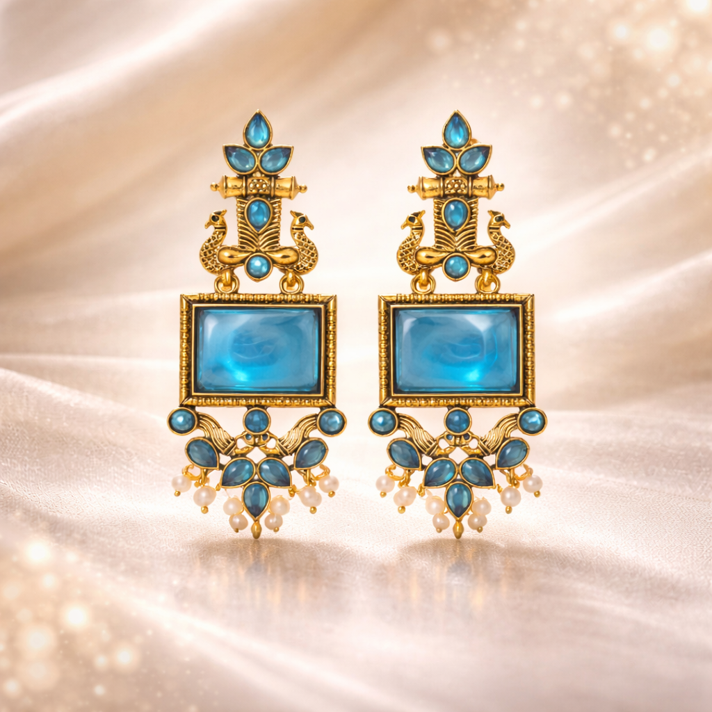 Premium Quality Brass Stone Meenakari Earrings