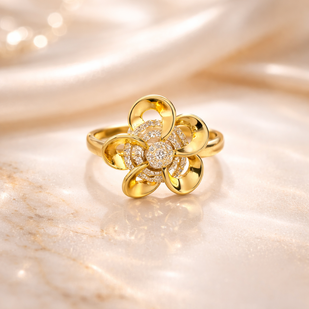 Stunning AD Stone Floral Ring