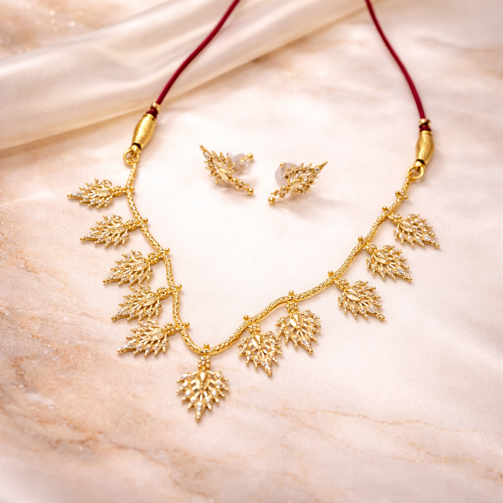 Wedding Style Women Gold Plated Necklace Set