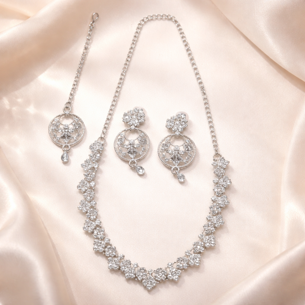 Gorgeous American Diamond Necklace Set