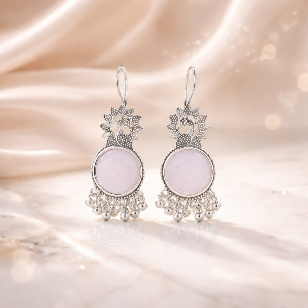 Pink Trendy Oxidised Earrings