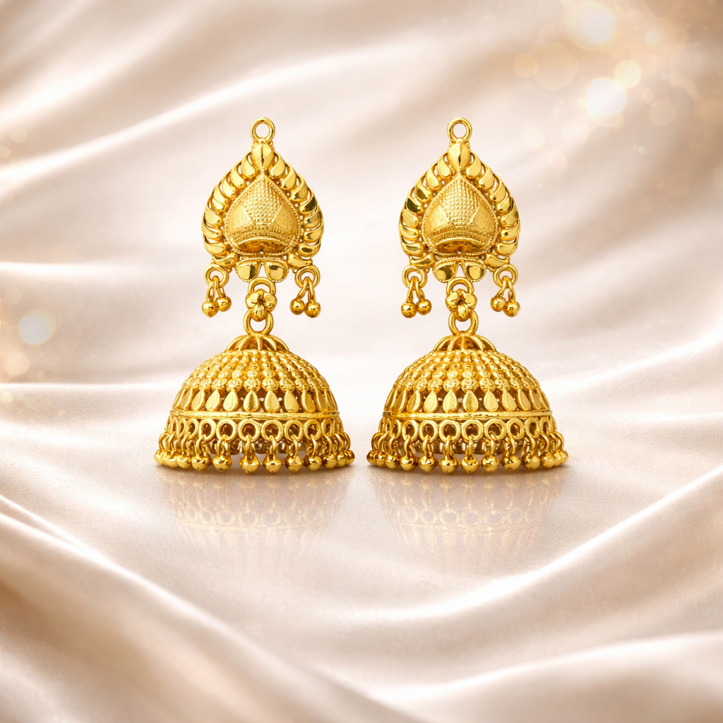 Gold Plated Wedding Style Dome Jhumka