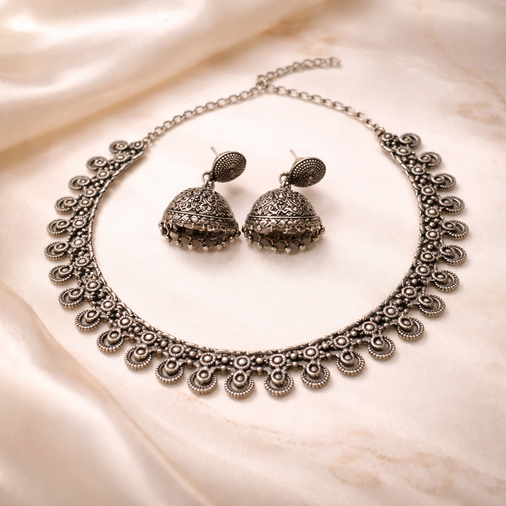 Antique Heritage Oxidised Necklace Set