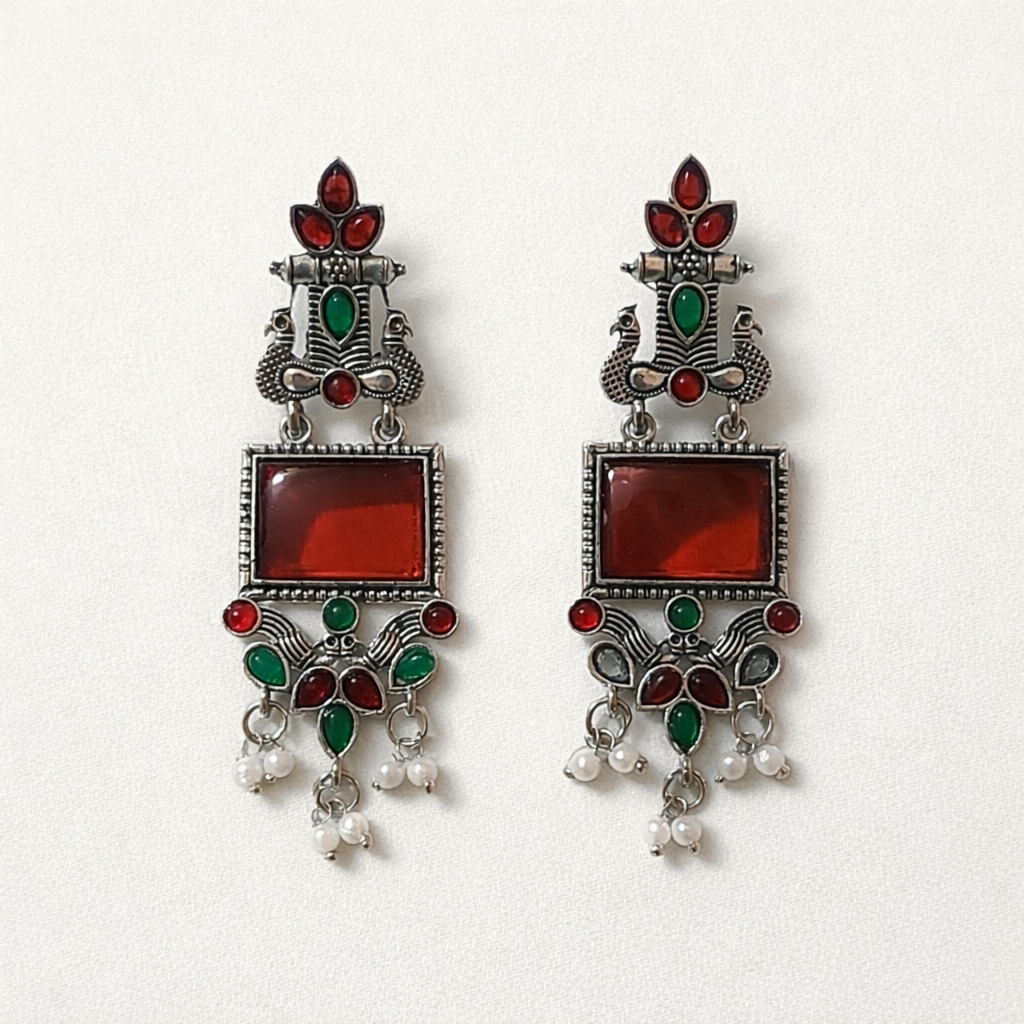 Oxidised Meenakari Style Jhumka