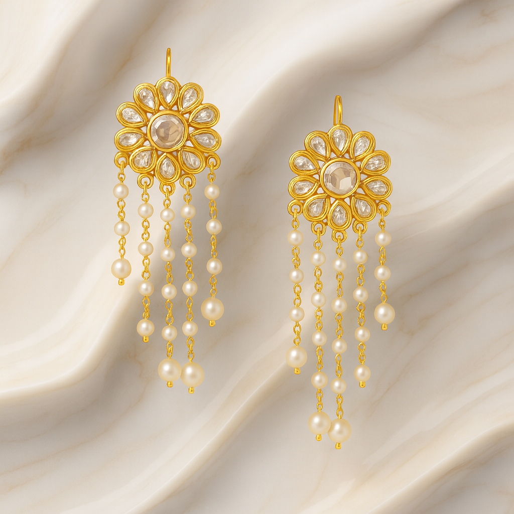Gold Plated Dangler with Pearl Balls