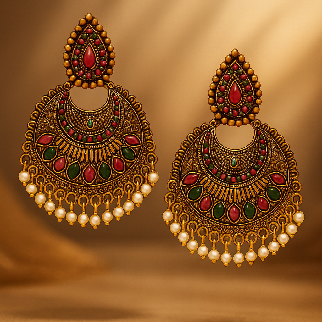 Gold Plated Meenakari Dangler Earring