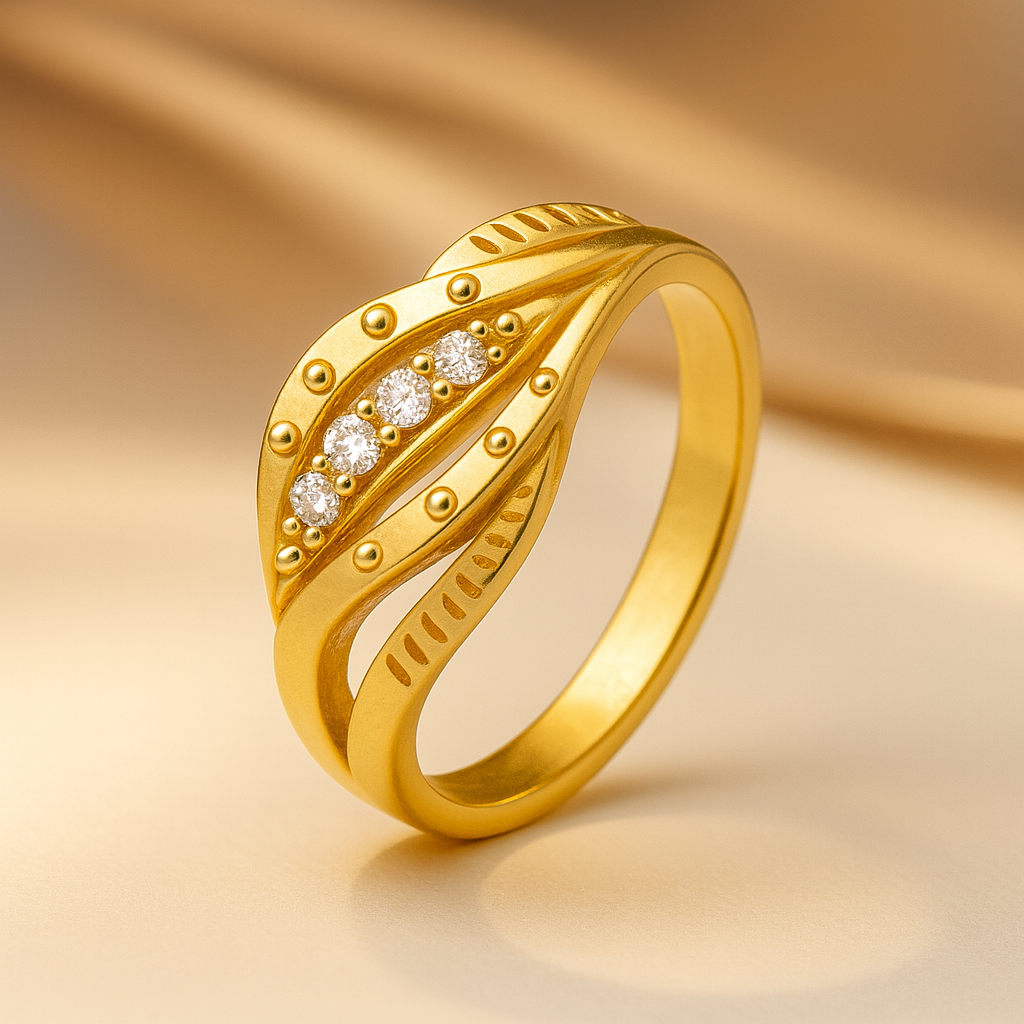 Gold Plated Ring with Zircon Stones