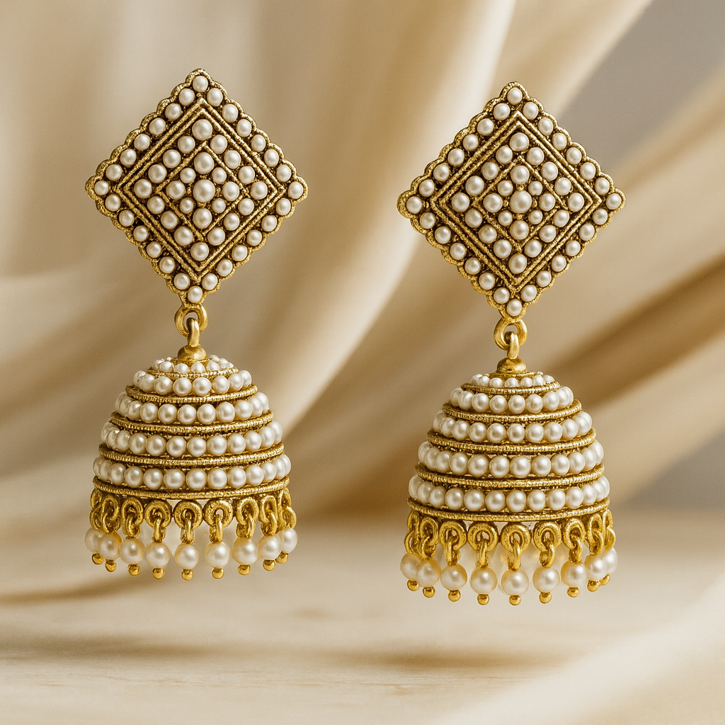 Pearl Studded Dazzling Jhumka