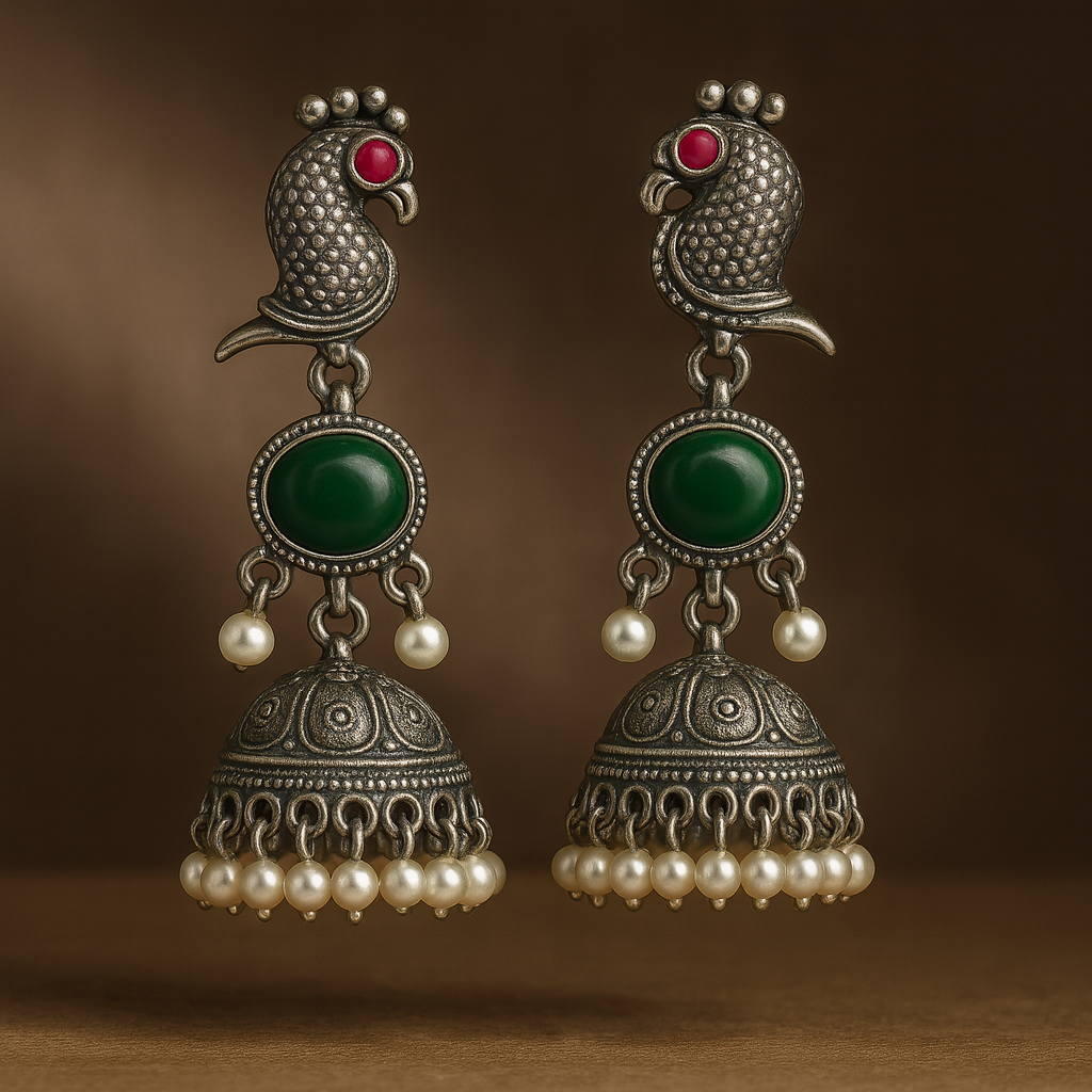 Meenakari Style Oxidised Earring