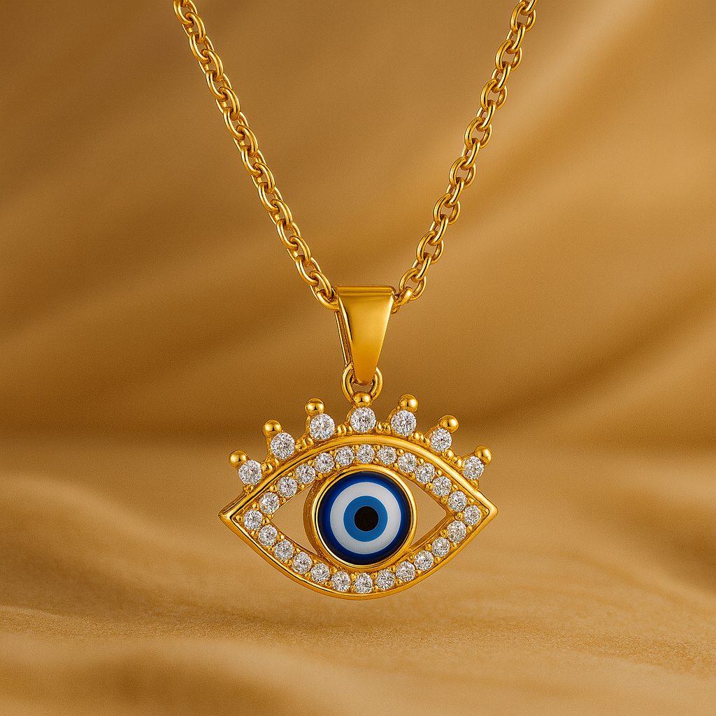 Gold Plated Evil Eye Chain with AD