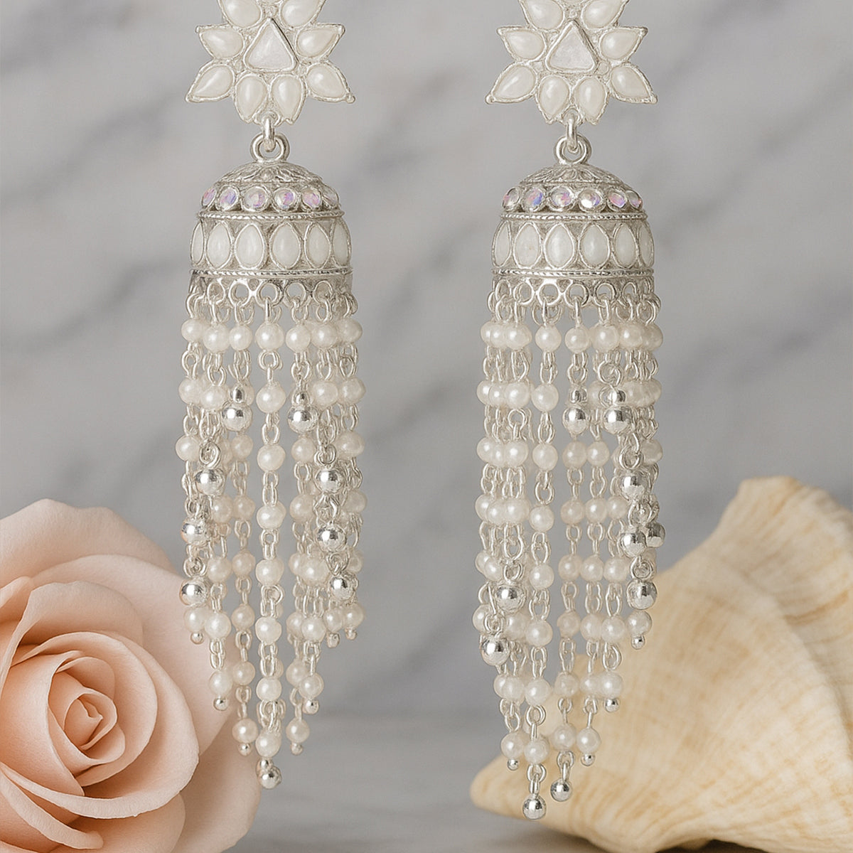 Long Dangler Silver Plated Jhumka