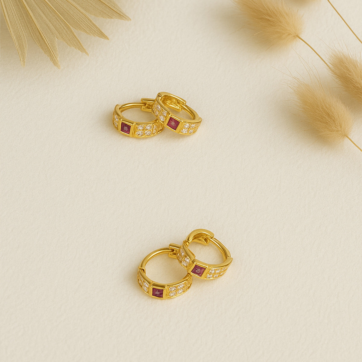 Gold Plated Studs With Zirconia