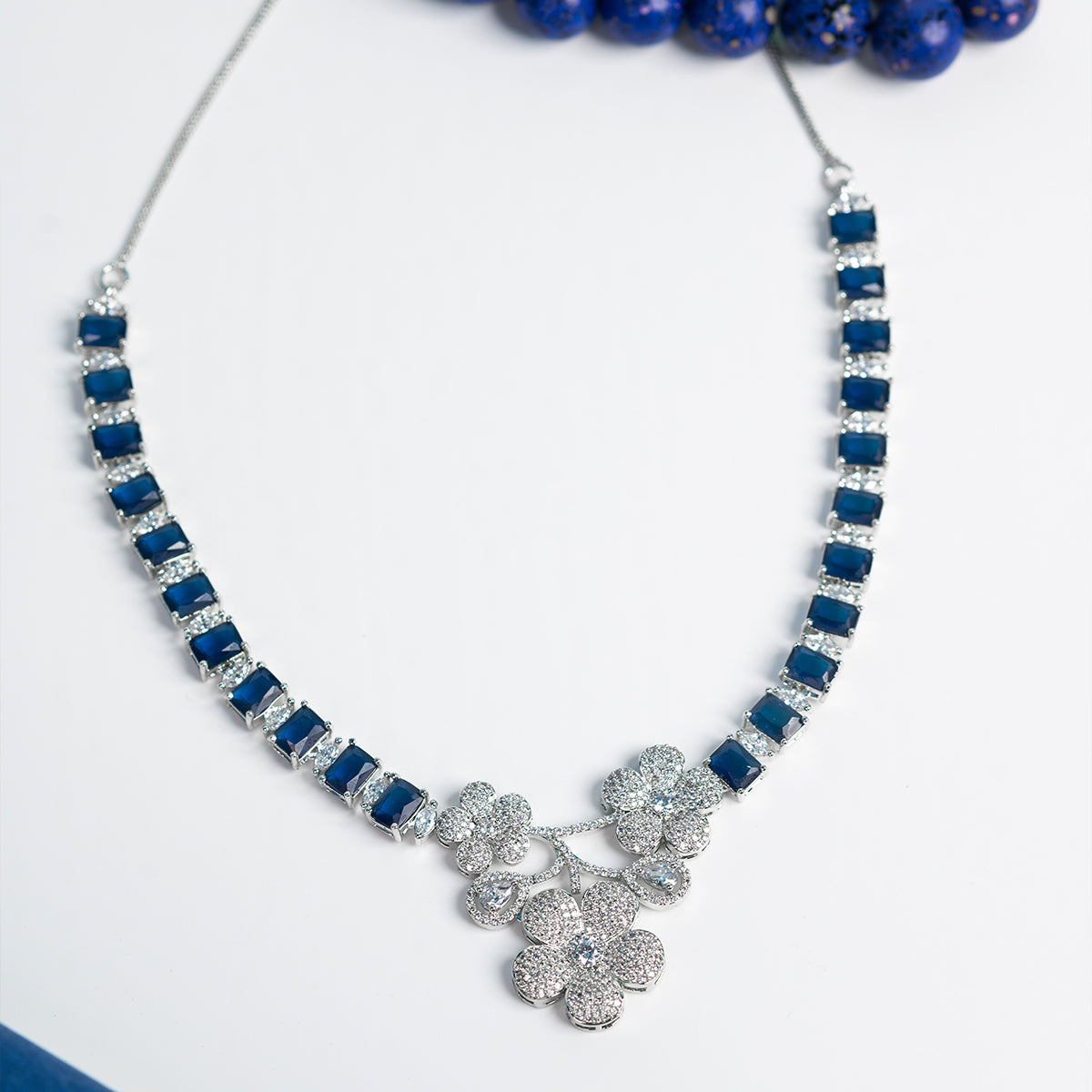 American Diamond Floral Necklace Set