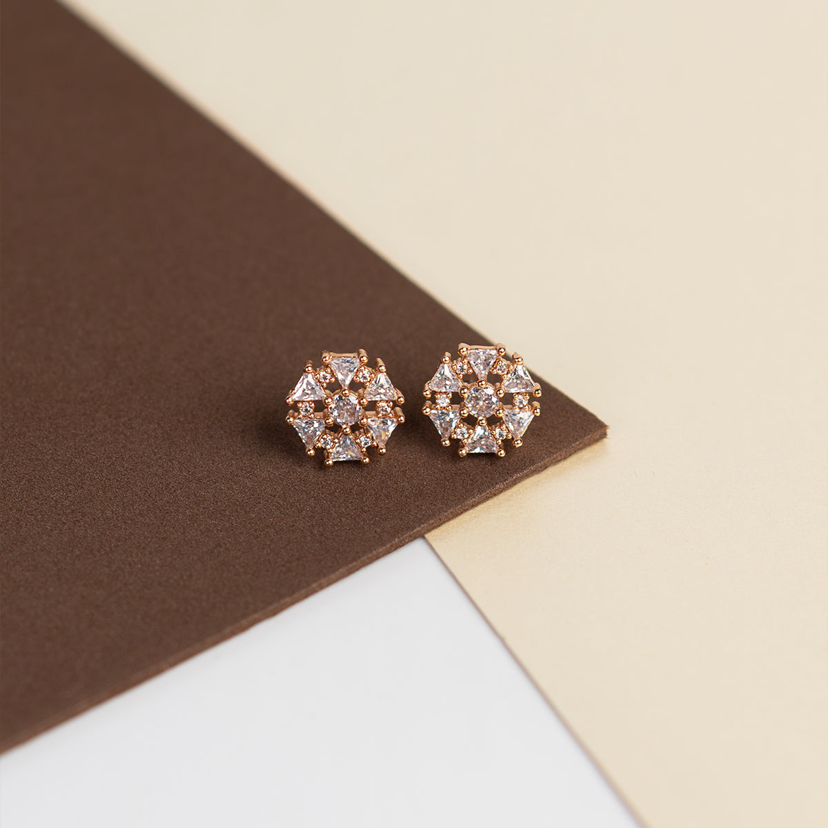 Zircon Stones Floral Stud Earring