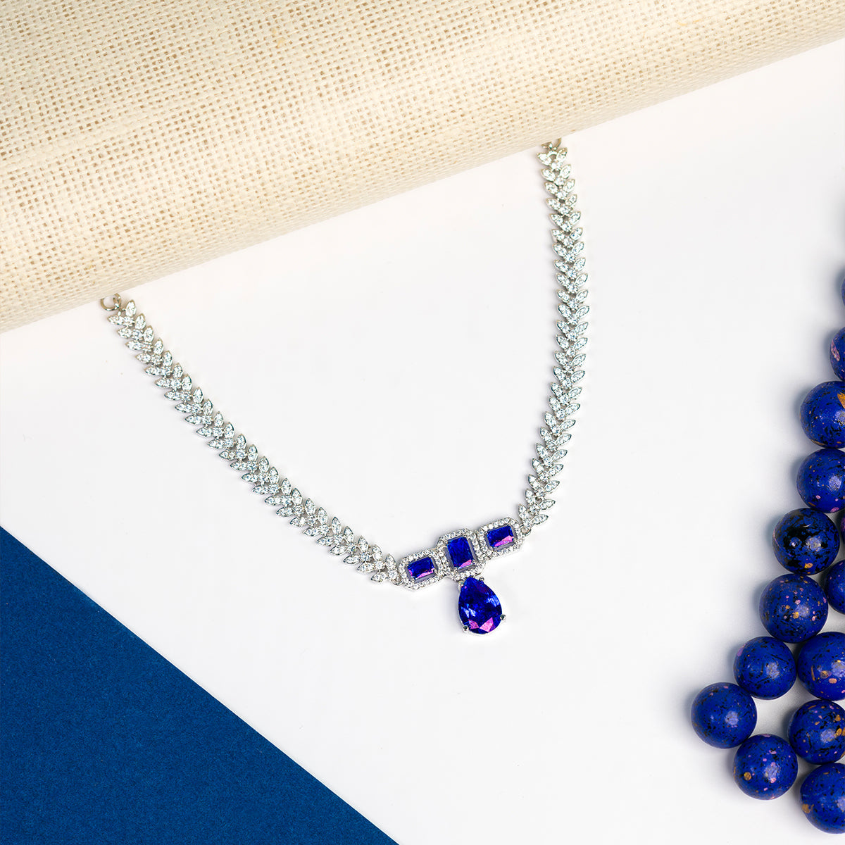 American Diamond Necklace Set with Earring