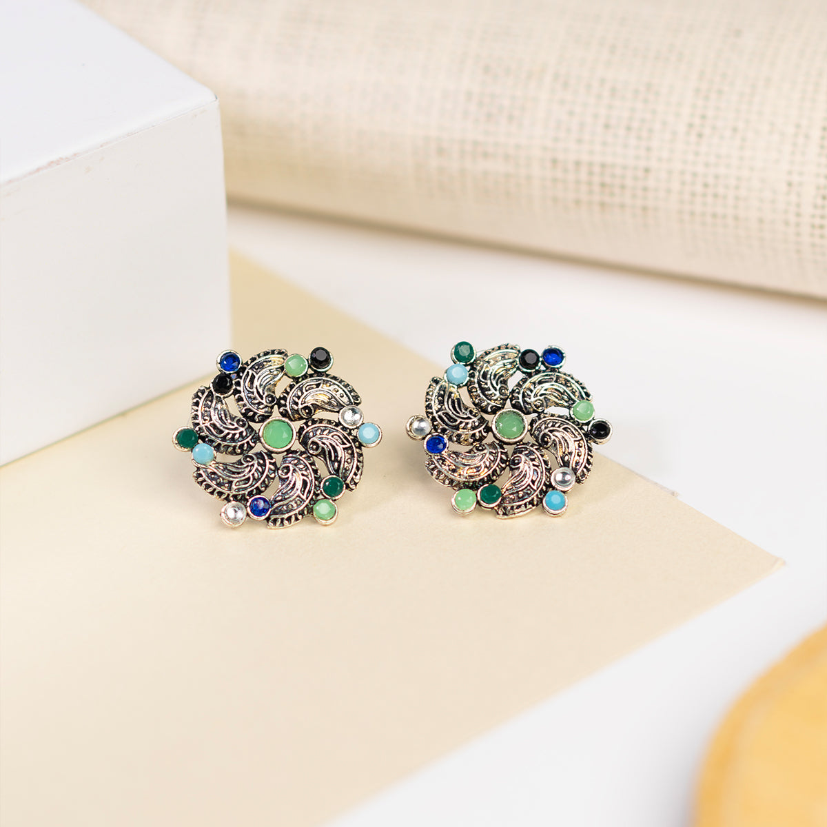 Trendy Antique Oxidised Stud Earring