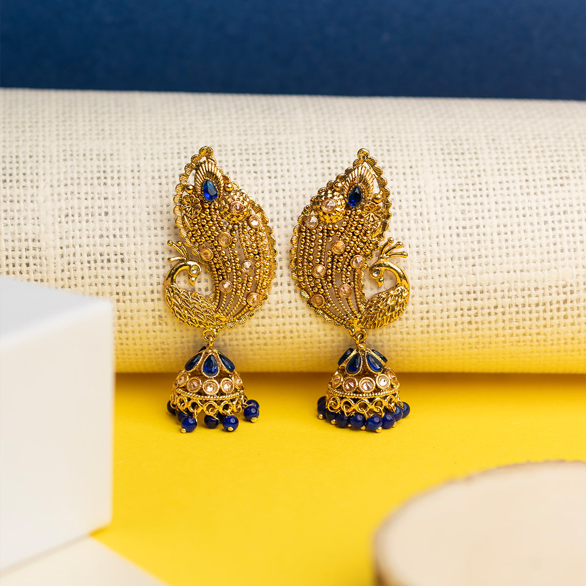 Peacock Shaped Gold Plated Earring