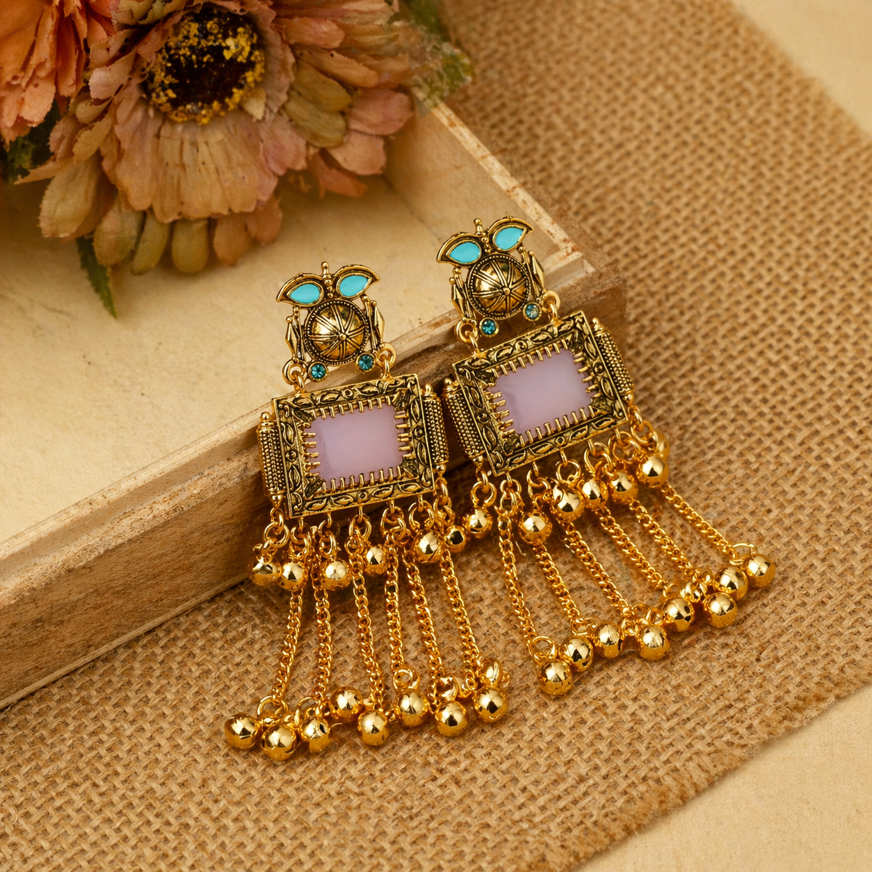 Pink Kashmiri Ghungroo Earring