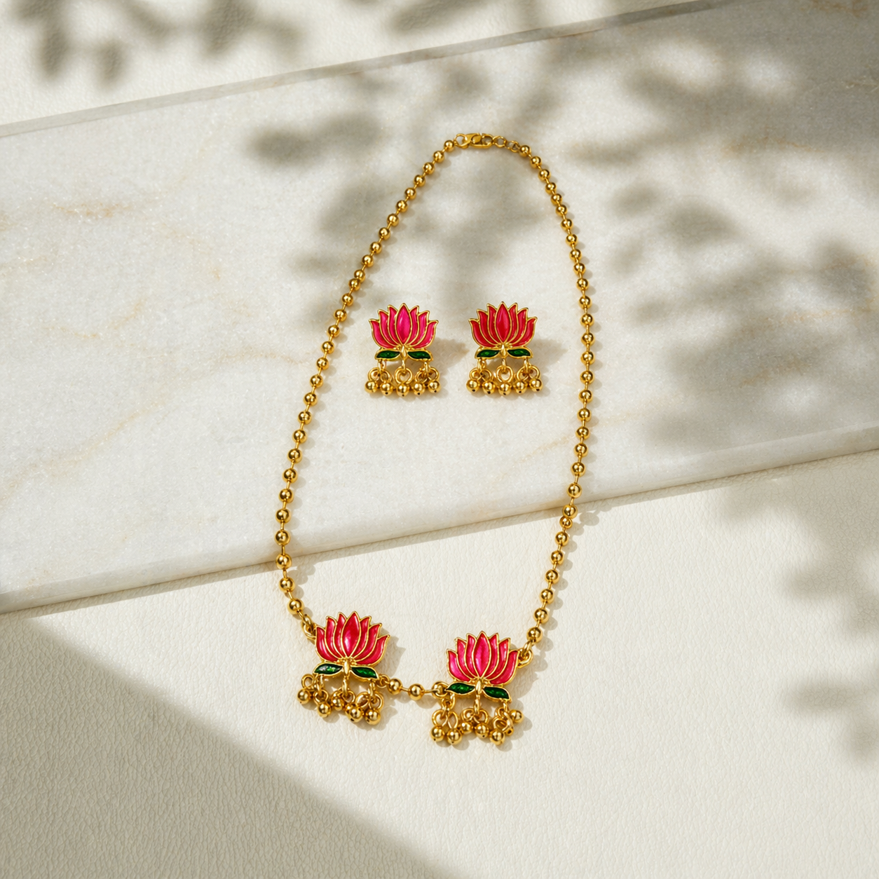 Ethnic Party Lotus Necklace Set