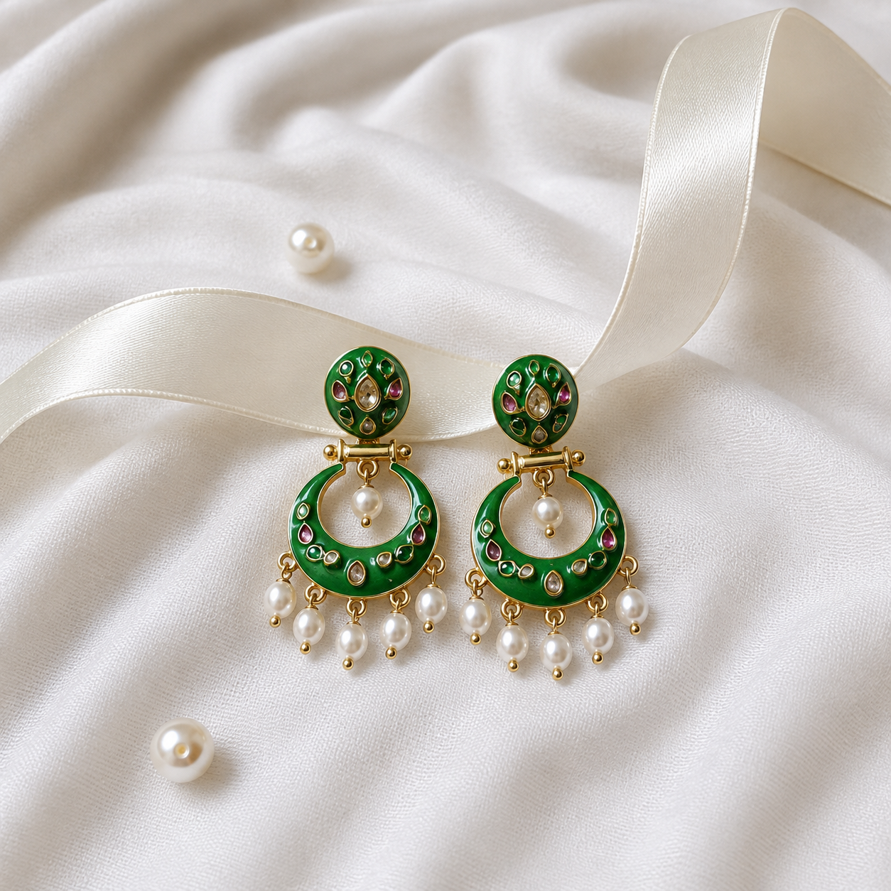 Green Modern Women Party Wear Earring
