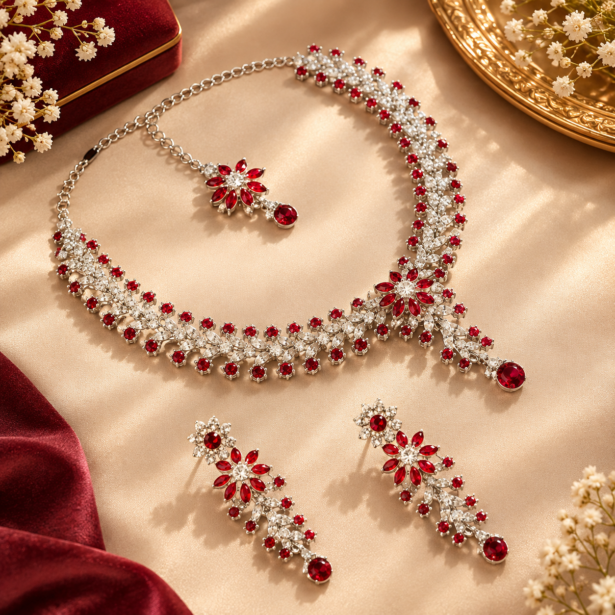 Royal Luxurious American Diamond Necklace Set