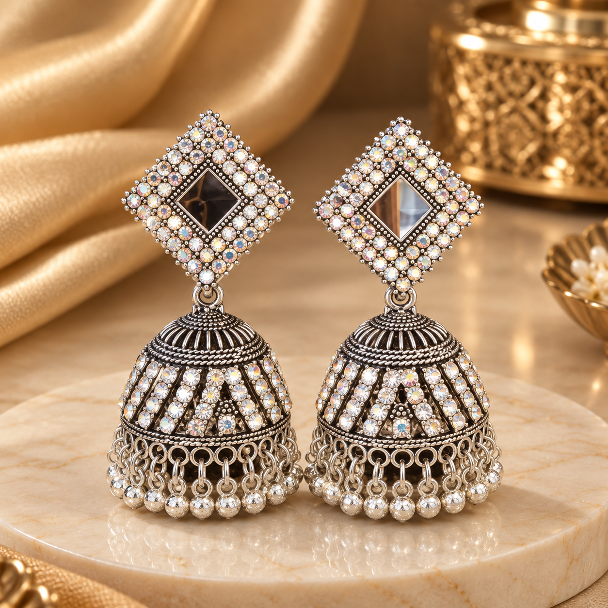 Meenakari Stylish Jhumka Earring with Pearl Balls