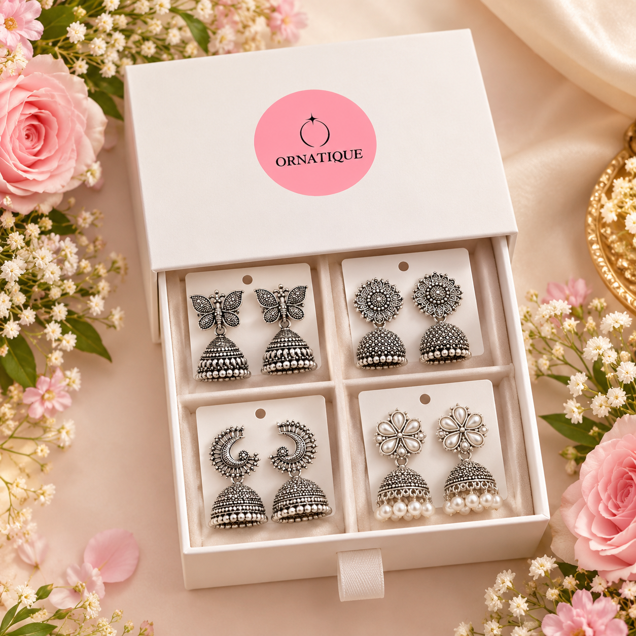 Oxidised Jhumka Gift Box for Women