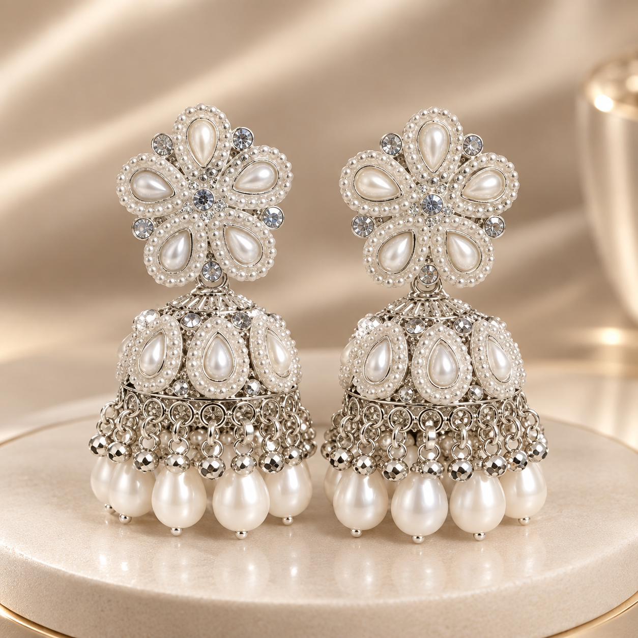 White Trendy Minimalistic Jhumka Earring