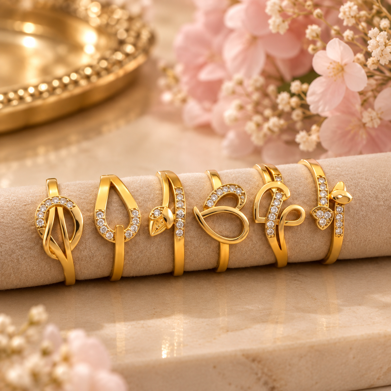Gold Plated Rings Combo of 6 With AD Stones