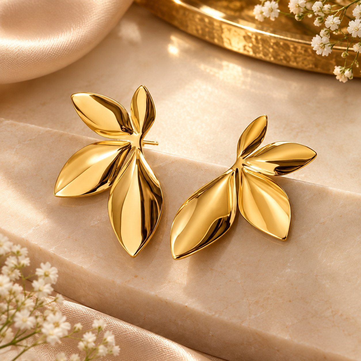 Floral Demifine Hoop Earring