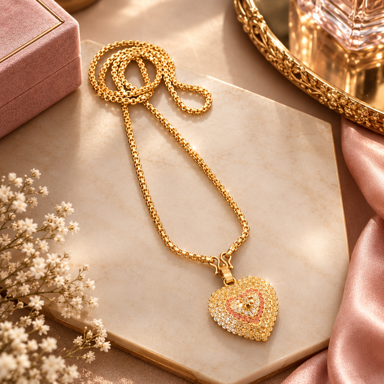 Premium Demifine Gold PlatedLocket With Ad Stones