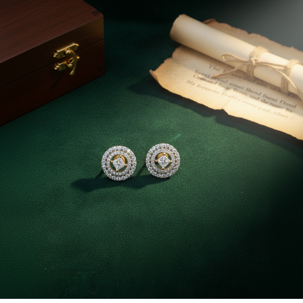 Trendy American Diamond Chain Set With Earrings